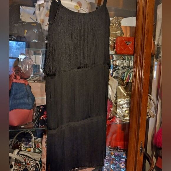 H&M XS Black Flapper Dress Knee High - Picture 2 of 3